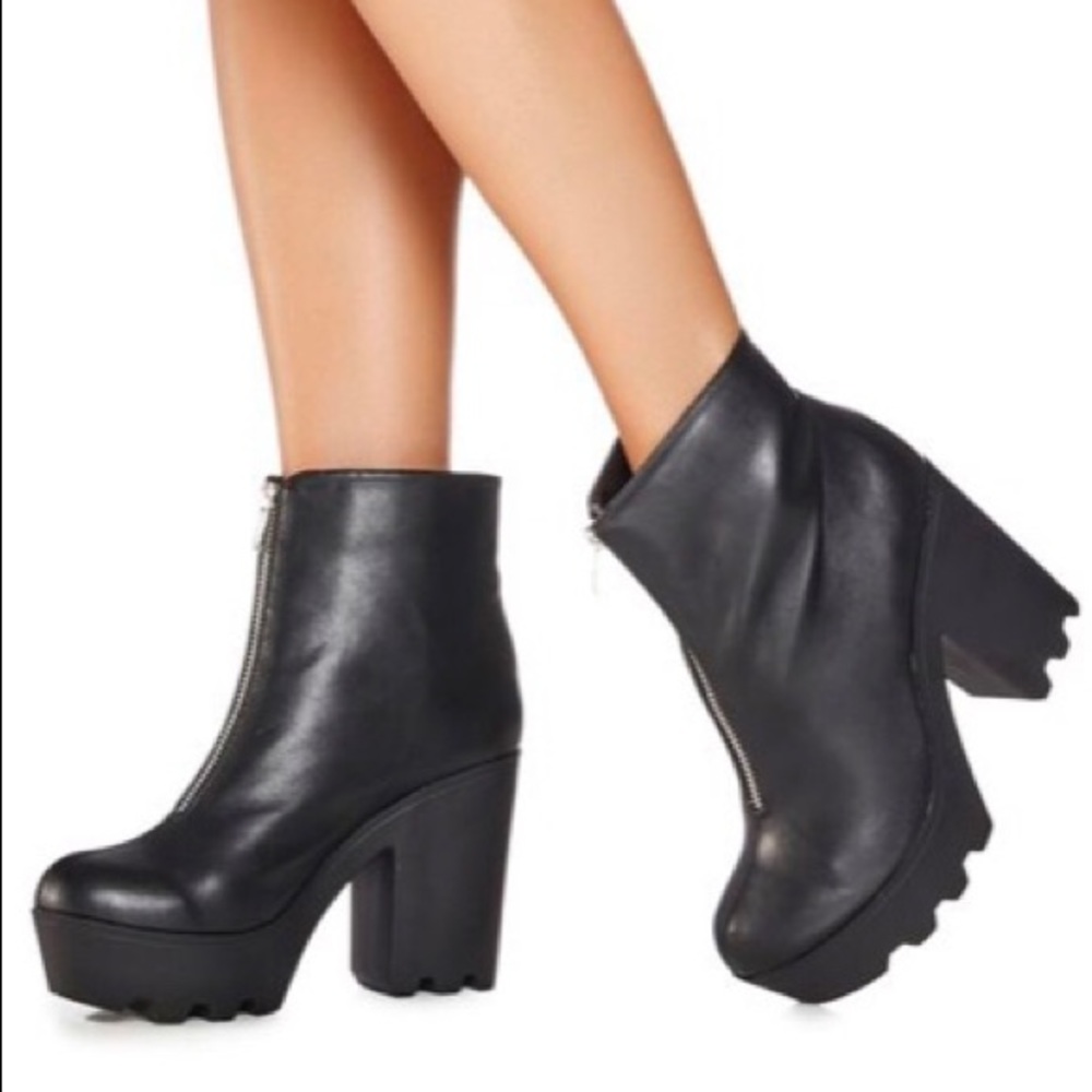 Black platform booties
